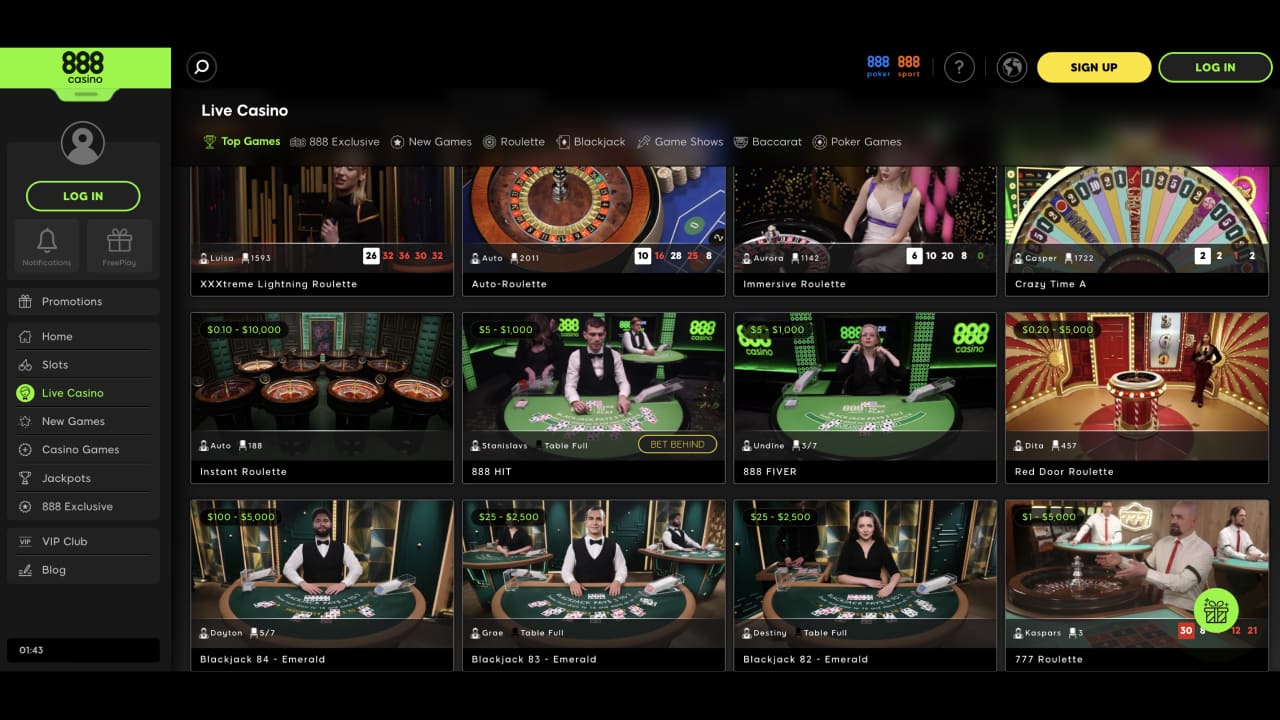 888 Casino live casino