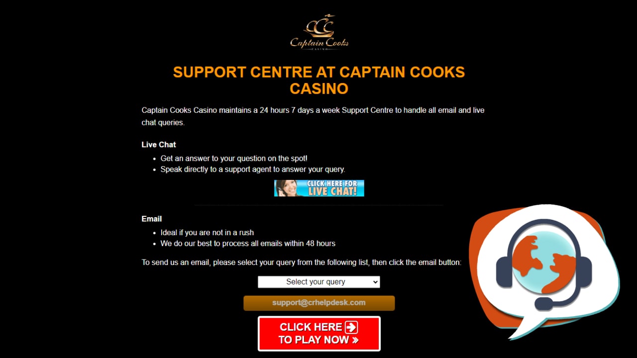 Captain cooks customer support