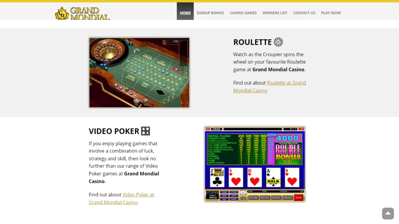 Grand mondial online games