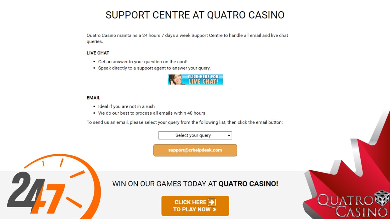 Quatro casino customer support