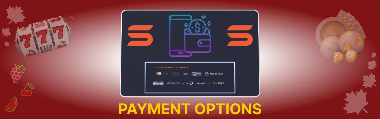 Payment options at sports interaction