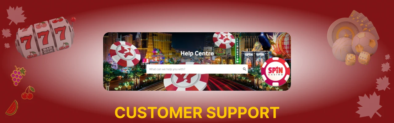 Customer support at spin casino