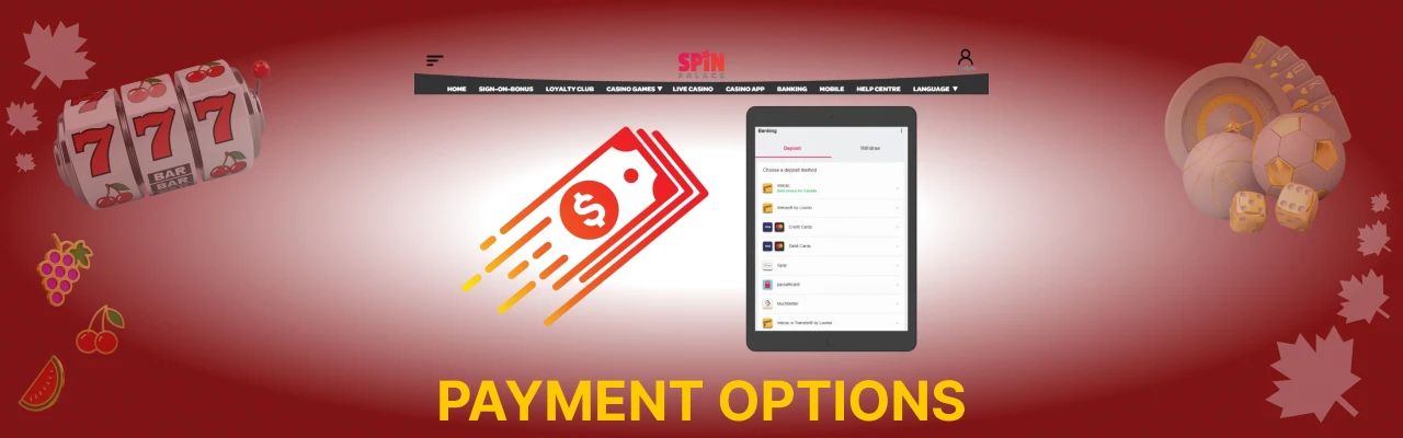 Payment options at spin palace