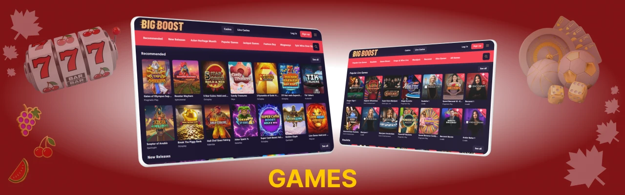 Big boost casino live games