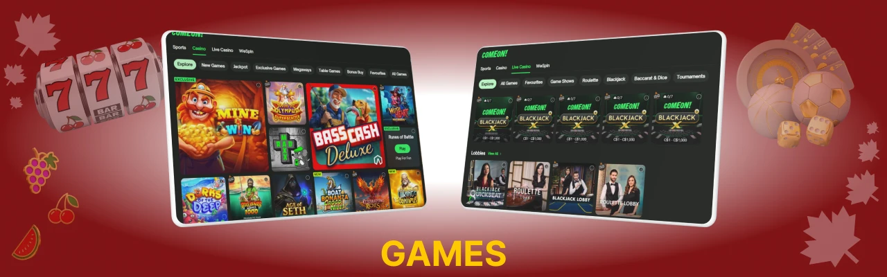 Comeon casino live games