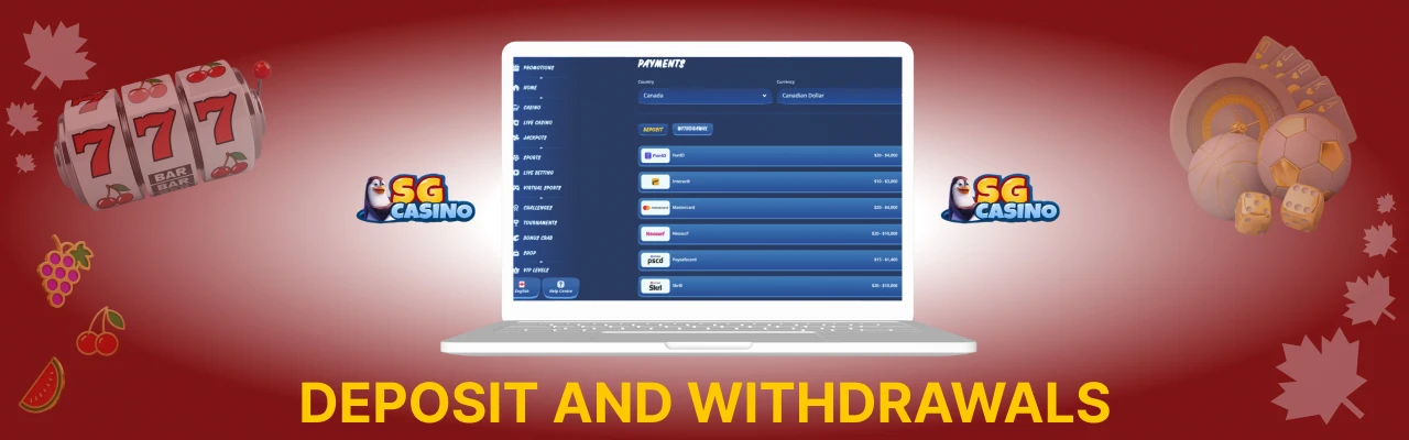 Deposit and withdrawals at sg casino