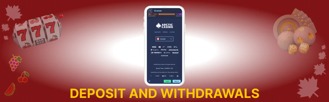 Deposits and withdrawals at arctic casino