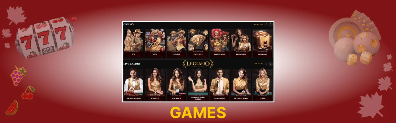 Legiano casino live games