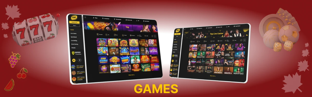 Zet casino live games