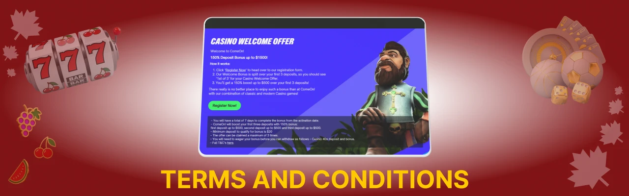 Comeon bonuses terms and conditions